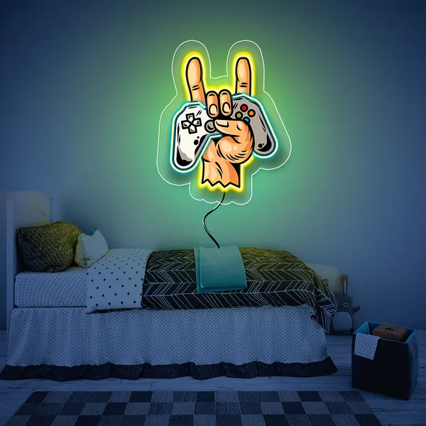 Yellow_Gamer_Sign_Uv_Art_Neon_Sign