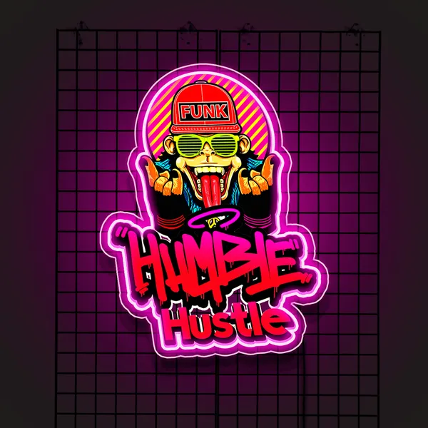 Pink_Humble_Hustle_Funny_Monkey_Uv_Art_Neon_Sign