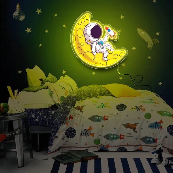 Yellow_Blue_Astronaut_Sleeping_On_Moon_Uv_Art_Neon_Sign