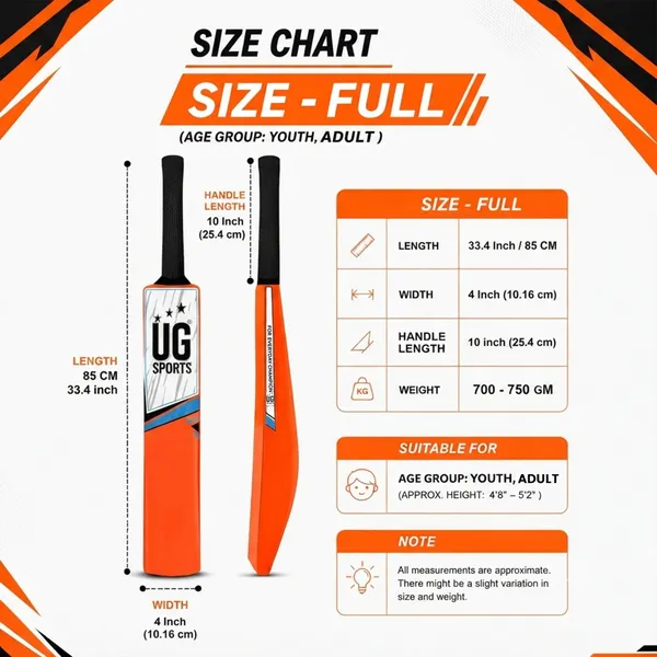 UG_Sports_Plastic_Cricket_Bat_For_Youth_-_Adult_(Orange_-_Sky_Blue_,_Size_Full)
