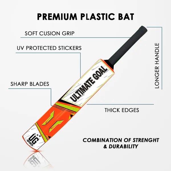 UG_Sports__Plastic_Cricket_Bat_For_Youth_-_Adult_(Orange_-_Green_,_Size_Full)