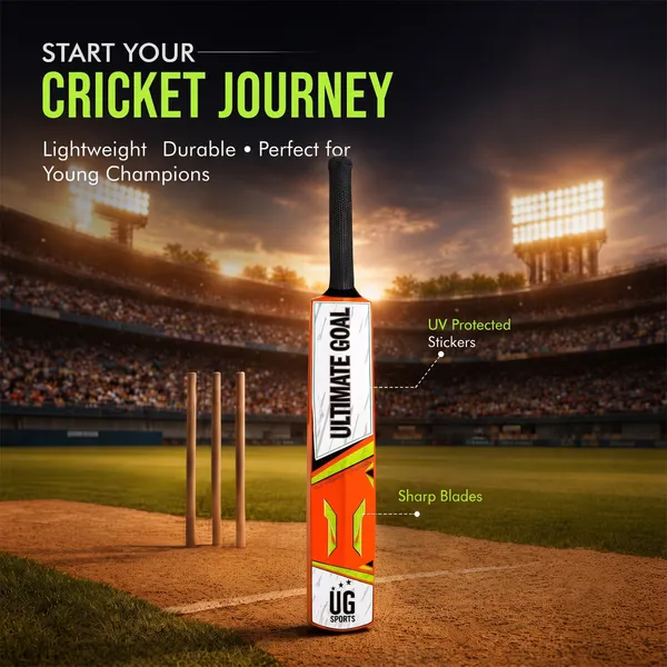 UG_Sports__Plastic_Cricket_Bat_For_Youth_-_Adult_(Orange_-_Green_,_Size_Full)