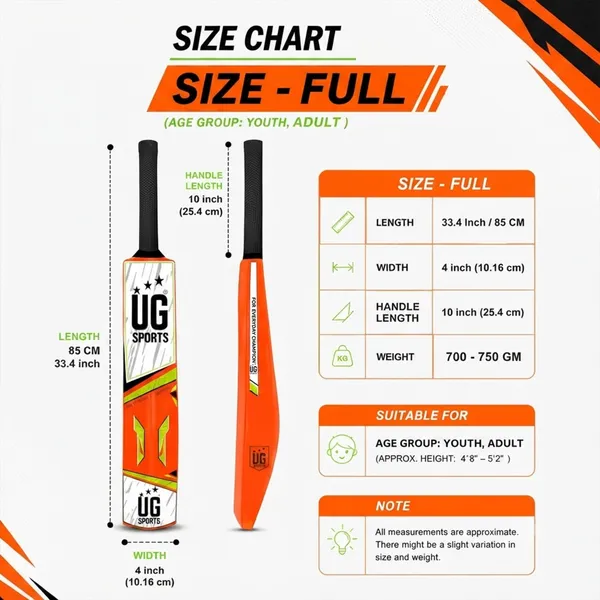 UG_Sports__Plastic_Cricket_Bat_For_Youth_-_Adult_(Orange_-_Green_,_Size_Full)