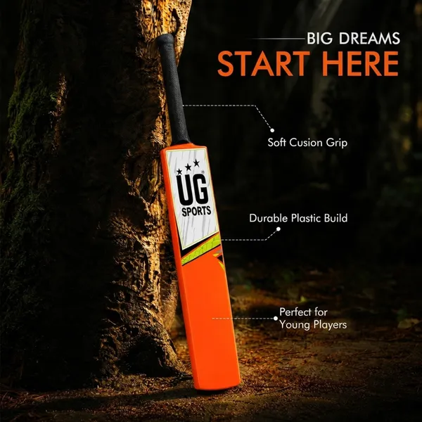 UG_Sports__Plastic_Cricket_Bat_For_Youth_-_Adult_(Orange_-_Green_,_Size_Full)