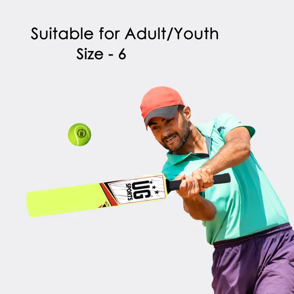 UG_Sports__Plastic_Cricket_Bat_For_Youth_-_Adult_With_Tennis_Ball_(Green,_Red_,_Size_6)