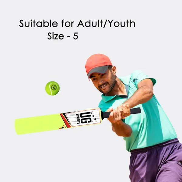 UG_Sports__Plastic_Cricket_Bat_For_Youth_-_Adult_With_Tennis_Ball_(Green,_Red_,_Size_5)