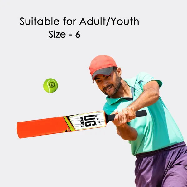 UG_Sports__Plastic_Cricket_Bat_For_Youth_-_Adult_With_Tennis_Ball_(Orange,_Green_,_Size_6)