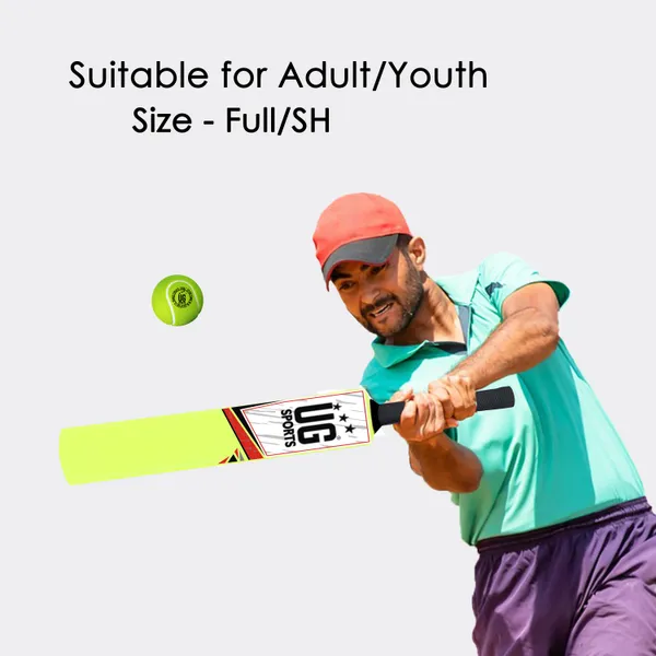 UG_Sports__Plastic_Cricket_Bat_For_Youth_-_Adult_With_Tennis_Ball_(Green,_Red_,_Full_Size)