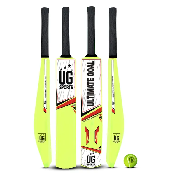UG_Sports__Plastic_Cricket_Bat_For_Youth_-_Adult_With_Tennis_Ball_(Green,_Red_,_Full_Size)