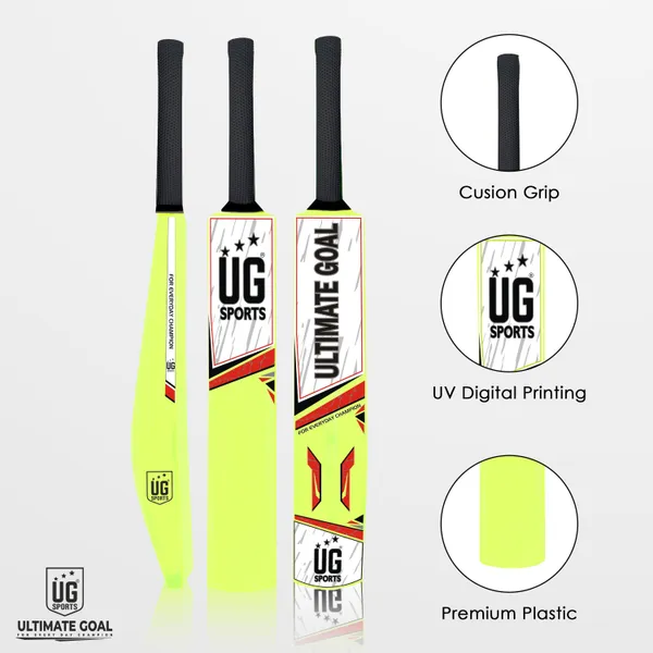 UG_Sports__Plastic_Cricket_Bat_For_Youth_-_Adult_With_Tennis_Ball_(Green,_Red_,_Full_Size)