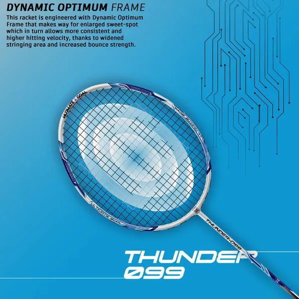 White_&_Blue_Premium_Thunder_99_Aluminium_&_Graphite_Badminton_Racket_With_Full_Racket_Cover_For_Intermediate_Players