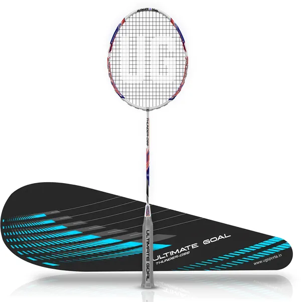 White_&_Red_Premium_Thunder_99_Aluminium_&_Graphite_Badminton_Racket_With_Full_Racket_Cover_For_Intermediate_Players