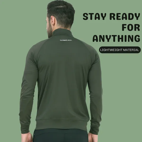 Army_Green_Polyester_High_Neck_Lightweight_Full_Sleeve_Jacket_With_Zipper_Pocket_For_Men
