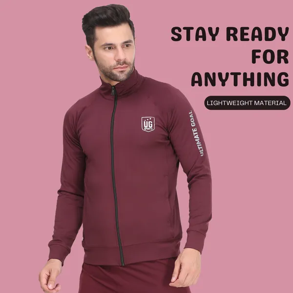 Maroon_Polyester_High_Neck_Lightweight_Full_Sleeve_Jacket_With_Zipper_Pocket_For_Men