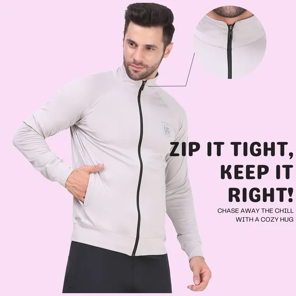 White_Polyester_High_Neck_Lightweight_Full_Sleeve_Jacket_With_Zipper_Pocket_For_Men