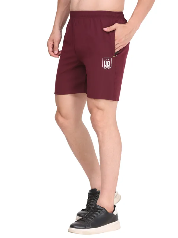 Maroon_Dri_Fit_Athletic_Shorts_With_Zip_Pockets_For_Men