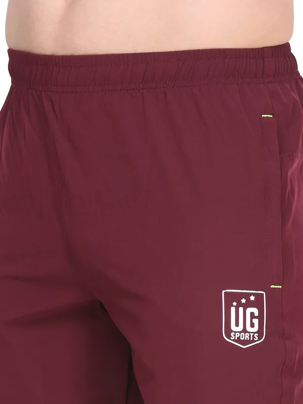 Maroon_Dri_Fit_Athletic_Shorts_With_Zip_Pockets_For_Men