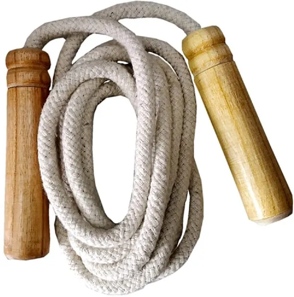 ULTIMATE_GOAL_Sports_Wooden_Jumping_Skipping_Rope_|_Unisex_|_Brown_Handle_|_White_Rope_|_Exercise_&_Fitness_&_Workout_|