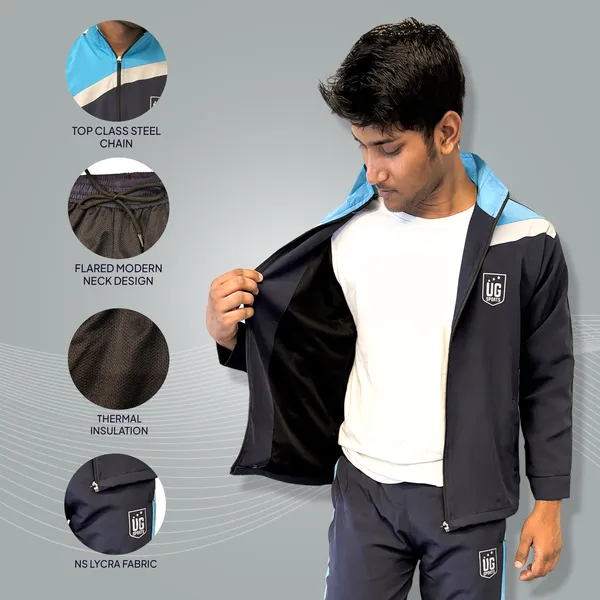 UG_Sports_NS_lycra_Colour_Block_|Winter_Wear_|Moisture_Wicking_Track_Suit_for_Men_&_Women_|Full_Zipper_&_Side_Pocket_Joggers_Set_For_Unisex_|Track_Suit_for_Sports,_Cycling,_Gym_(Grey-Sky_Blue,_44)