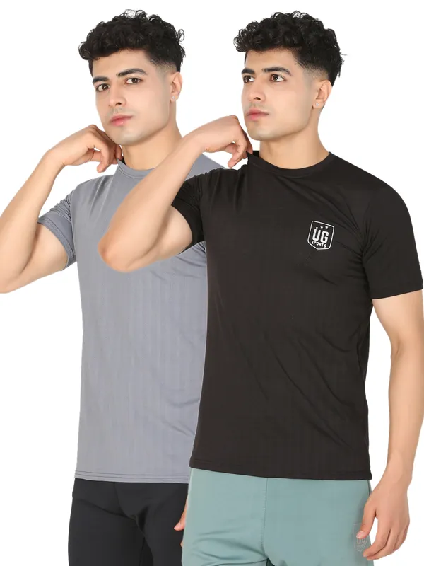 Black_&_Grey_Lycra_Slim_Fit_Half_Sleeve_Gym_Wear_Running_T-Shirts_For_Men-_Combo_Of_2