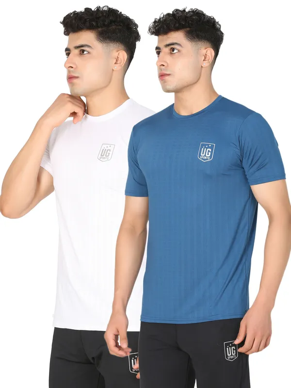 Blue_&_White_Lycra_Slim_Fit_Half_Sleeve_Gym_Wear_T-Shirts_For_Men-_Combo_Of_2