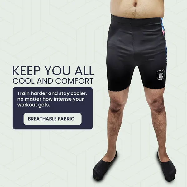 UG_Sports_Men's_Nylon_Skin_Tights_|_Compression_Shorts_for_Men_Gym,_Workout_Short_|Tighty_For_Men_Running,_Cycling,_Swimming,_Yoga,_Tennis,_Badminton|Quick_Dry_Anti-Chafe_(Blue,_XXL)