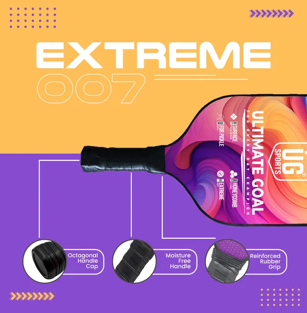 UG_Sports_|_Extreme_007_A_Pickleball_Paddles_Single_Racket|_Fiber_Glass_|12_mm_Honeycomb_Composite_Core_|_Fiber_Glass|Cushion_Comfort_Grip_Free_1_Balls_&_Cover_for_Kids_Adults_Indoor_Outdoor
