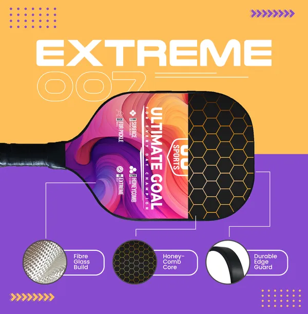 UG_Sports_|_Extreme_007_A_Pickleball_Paddles_Single_Racket|_Fiber_Glass_|12_mm_Honeycomb_Composite_Core_|_Fiber_Glass|Cushion_Comfort_Grip_Free_1_Balls_&_Cover_for_Kids_Adults_Indoor_Outdoor