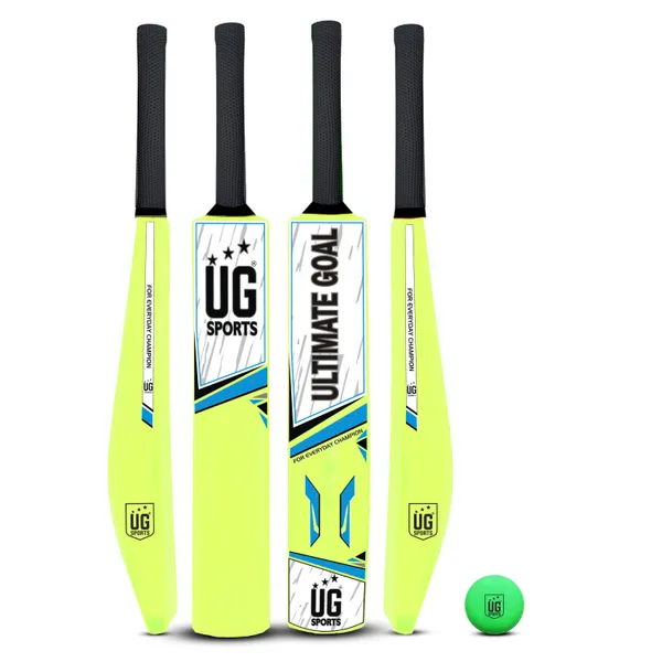 UG_Sports__Plastic_Cricket_Bat_For_Youth_-_Adult_With_Synthetic_Ball_(Green,_Sky-Blue_,_Size_6)