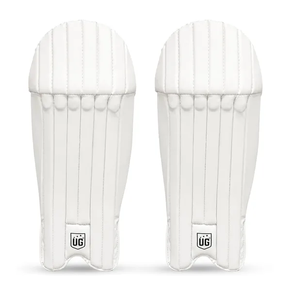 UG_Sports_Club_White_Cricket_Wicket_Keeping_Leg_Guard_Pads_for_Youth_|_Adjustable_Straps_|_Lightweight_High-Density_Foam_Protection_|_Comfortable_Fit__&_Professional_Wicket_Keepers