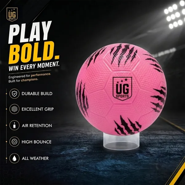 UG_Sports_Mini_Football_for_Kids,_Soft_&_Lightweight_Silicone_Toy_Ball,_Safe_for_Indoor_Outdoor_Play_Water-Resistant_2_-_4_years_Age_(Size_-_1,_Pink)