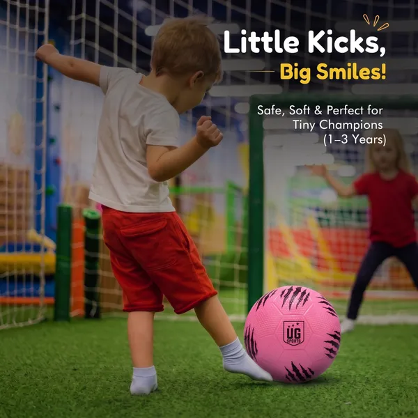 UG_Sports_Mini_Football_for_Kids,_Soft_&_Lightweight_Silicone_Toy_Ball,_Safe_for_Indoor_Outdoor_Play_Water-Resistant_2_-_4_years_Age_(Size_-_1,_Pink)