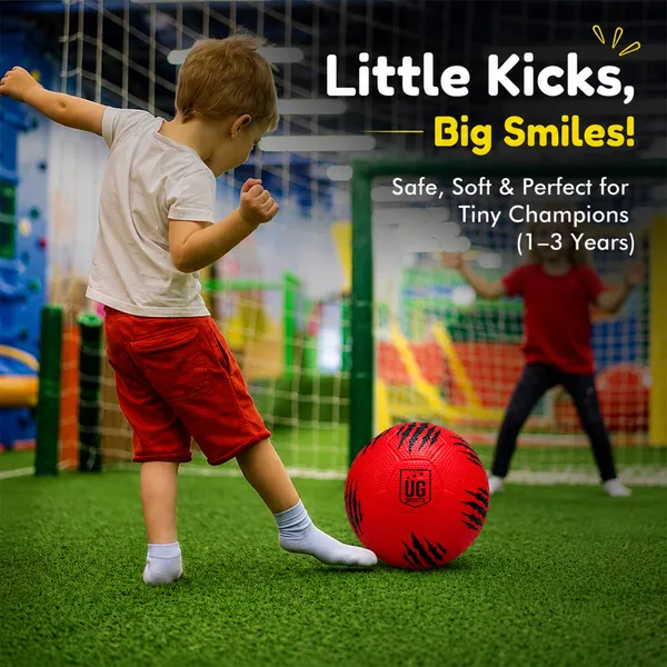 UG_Sports_Mini_Football_for_Kids,_Soft_&_Lightweight_Silicone_Toy_Ball,_Safe_for_Indoor_Outdoor_Play_Water-Resistant_2_-_4_years_Age_(Size_-_1,_Red)