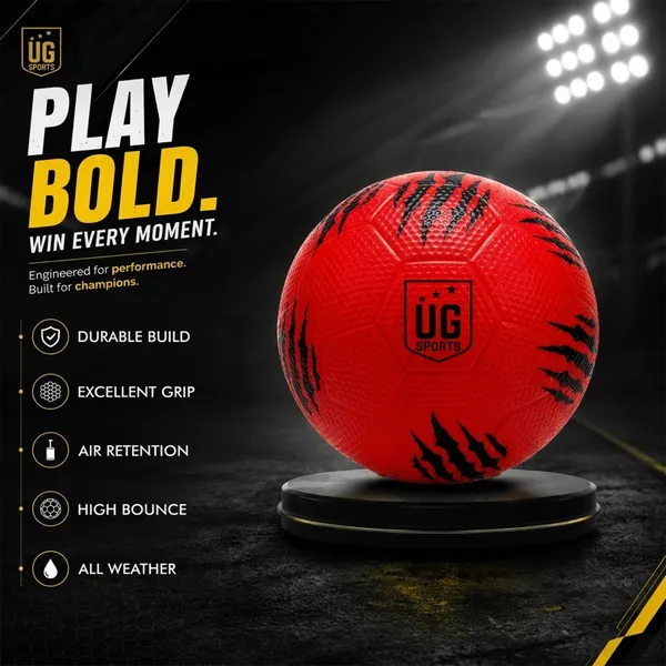 UG_Sports_Mini_Football_for_Kids,_Soft_&_Lightweight_Silicone_Toy_Ball,_Safe_for_Indoor_Outdoor_Play_Water-Resistant_2_-_4_years_Age_(Size_-_1,_Red)
