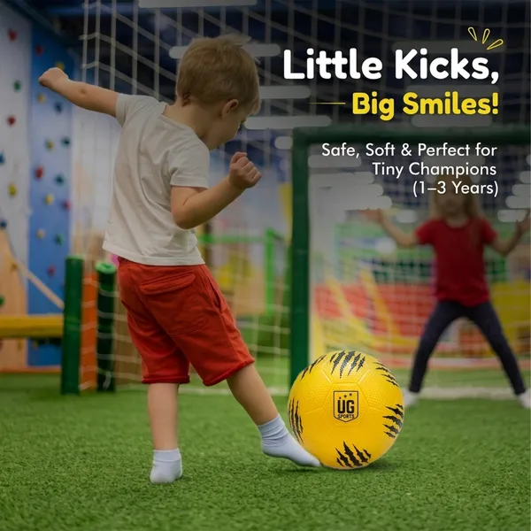 UG_Sports_Mini_Football_for_Kids,_Soft_&_Lightweight_Silicone_Toy_Ball,_Safe_for_Indoor_Outdoor_Play_Water-Resistant_2_-_4_years_Age_(Size_-_1,_Yellow)