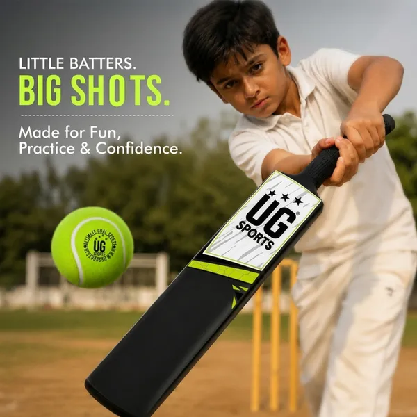 UG_Sports_Plastic_Cricket_Bat_Black_(Size_4)_–_30-Inch_Lightweight_Fiber-Infused_Hard_Plastic_Bat_with_Anti-Slip_Pro_Grip_|_Ideal_for_Age_8-9_Years_&_Soft_Tennis_Ball_Cricket_(Green_Sticker)