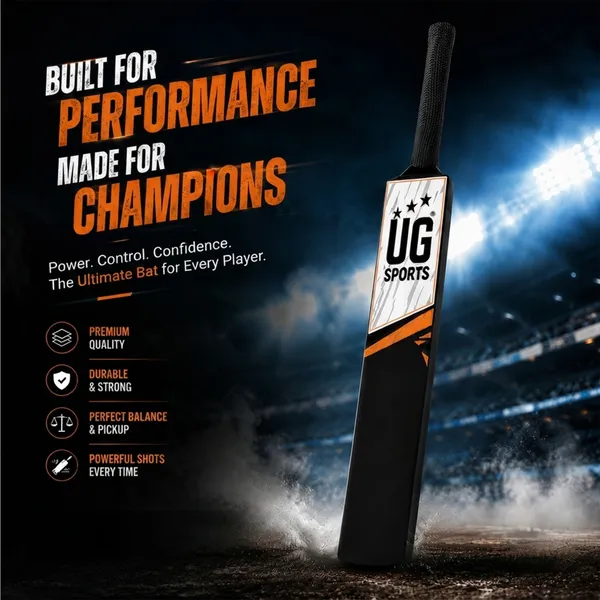 UG_Sports_Plastic_Cricket_Bat_Black_(Size_4)_–_30-Inch_Lightweight_Fiber-Infused_Hard_Plastic_Bat_with_Anti-Slip_Pro_Grip_|_Ideal_for_Age_8-9_Years_&_Soft_Tennis_Ball_Cricket_(Orange_Sticker)
