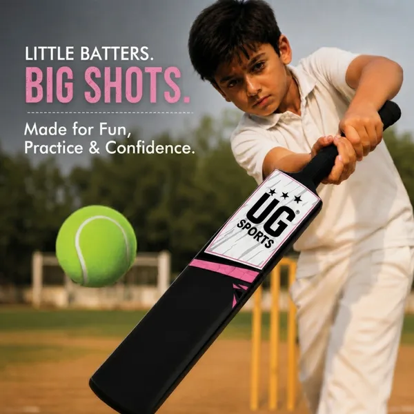 UG_Sports_Plastic_Cricket_Bat_Black_(Size_4)_–_30-Inch_Lightweight_Fiber-Infused_Hard_Plastic_Bat_with_Anti-Slip_Pro_Grip_|_Ideal_for_Age_8-9_Years_&_Soft_Tennis_Ball_Cricket_(Pink_Sticker)