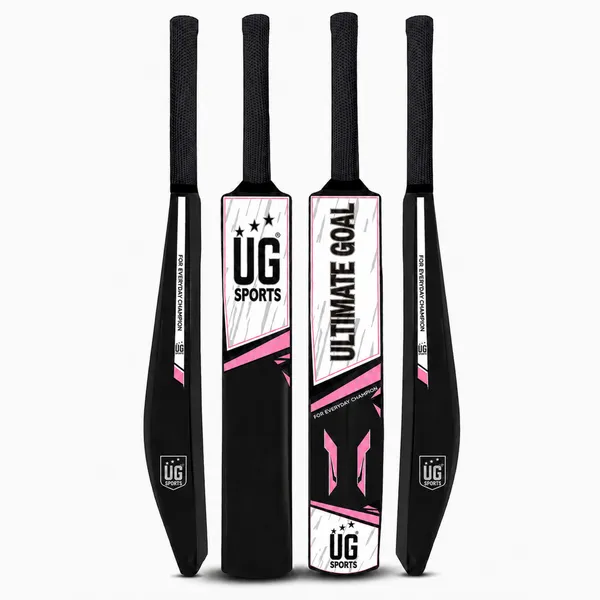 UG_Sports_Plastic_Cricket_Bat_Black_(Size_4)_–_30-Inch_Lightweight_Fiber-Infused_Hard_Plastic_Bat_with_Anti-Slip_Pro_Grip_|_Ideal_for_Age_8-9_Years_&_Soft_Tennis_Ball_Cricket_(Pink_Sticker)