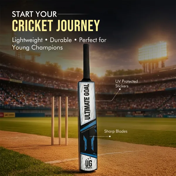 UG_Sports_Plastic_Cricket_Bat_Black_(Size_6)_–_32-Inch_Lightweight_Fiber-Infused_Hard_Plastic_Bat_with_Anti-Slip_Pro_Grip_|_Ideal_for_Age_10-12_Years_&_Soft_Tennis_Ball_Cricket_(Blue_Sticker)