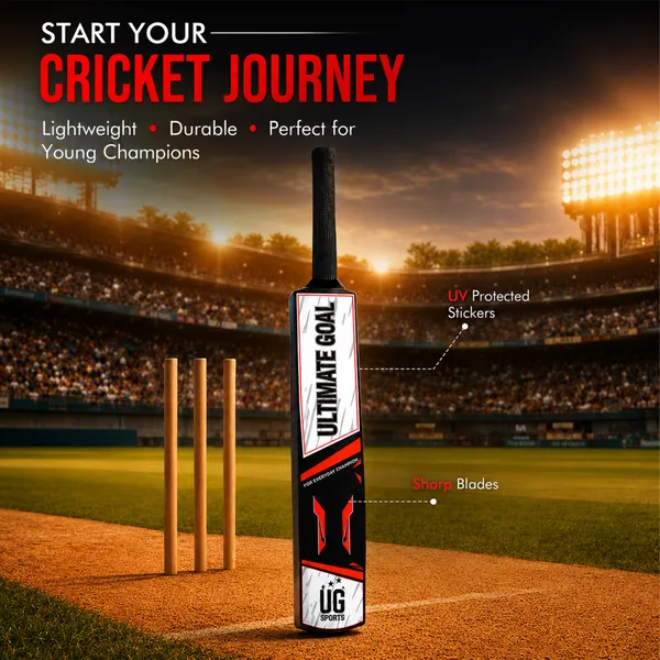 UG_Sports_Plastic_Cricket_Bat_Black_(Size_6)_–_32-Inch_Lightweight_Fiber-Infused_Hard_Plastic_Bat_with_Anti-Slip_Pro_Grip_|_Ideal_for_Age_10-12_Years_&_Soft_Tennis_Ball_Cricket_(Red_Sticker)