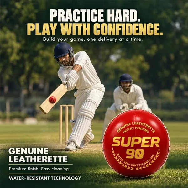 UG_Sports_Super_90_Leatherette_Cricket_Ball_|_Hand_Stitched_with_Rubber_Core_&_Water_Resistant_|_Cricket_Ball_for_Practice_and_Training_(Red)