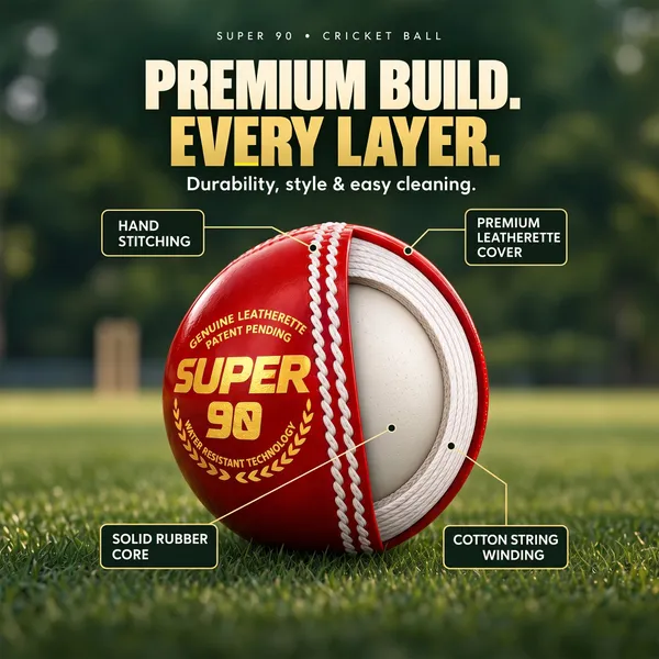 UG_Sports_Super_90_Leatherette_Cricket_Ball_|_Hand_Stitched_with_Rubber_Core_&_Water_Resistant_|_Cricket_Ball_for_Practice_and_Training_(Red)