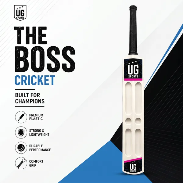 UG_Sports White_Plastic Scoop_Cricket_Bat_for Adult_-_Men,_Lightweight_Bat for_Practice,_Backyard Cricket_&_Recreational Play_(Size_-_Full)_