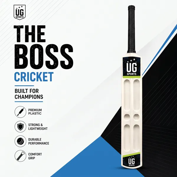 UG_Sports White_Plastic Scoop_Cricket_Bat_for Adult_-_Men,_Lightweight_Bat for_Practice,_Backyard Cricket_&_Recreational Play_(Size_-_Full)_