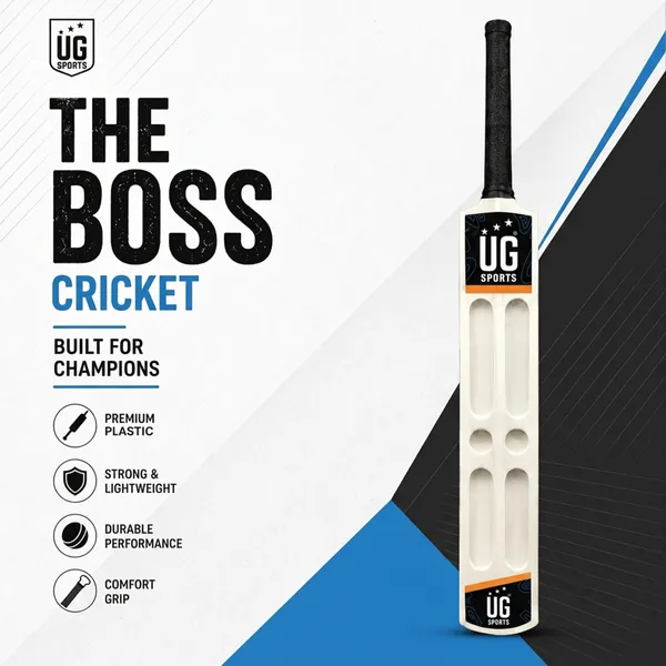 UG_Sports White_Plastic Scoop_Cricket_Bat_for Adult_-_Men,_Lightweight_Bat for_Practice,_Backyard Cricket_&_Recreational Play_(Size_-_Full)_