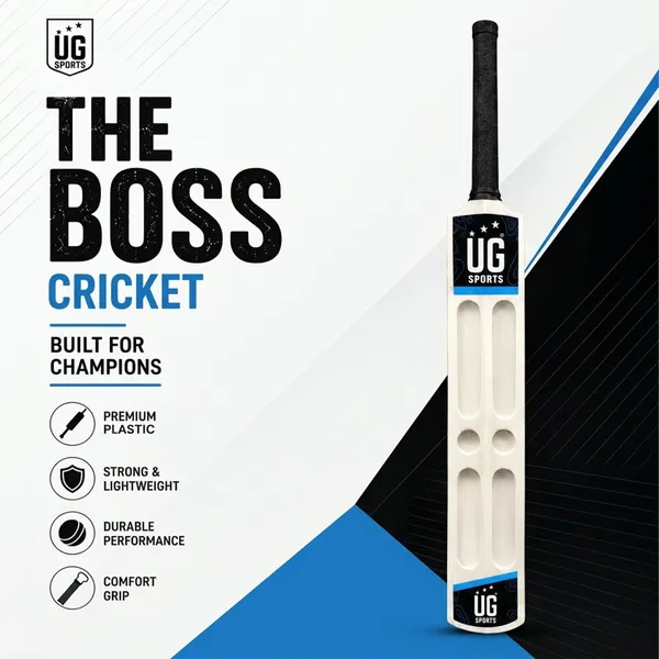 UG_Sports White_Plastic Scoop_Cricket_Bat_for Adult_-_Men,_Lightweight_Bat for_Practice,_Backyard Cricket_&_Recreational Play_(Size_-_Full)_