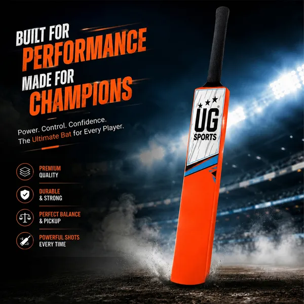 UG_Sports_Plastic_Cricket_Bat_For_Youth_-_Adult_(Orange_-Sky_Blue,_Size_5)