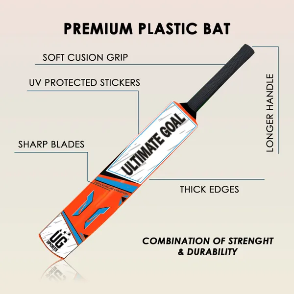 UG_Sports__Plastic_Cricket_Bat_For_Youth_-_Adult_With_Tennis_Ball_(Orange,_Sky-Blue_,_Size_5)