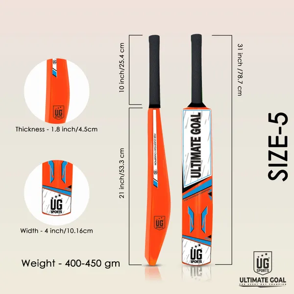 UG_Sports__Plastic_Cricket_Bat_For_Youth_-_Adult_With_Tennis_Ball_(Orange,_Sky-Blue_,_Size_5)